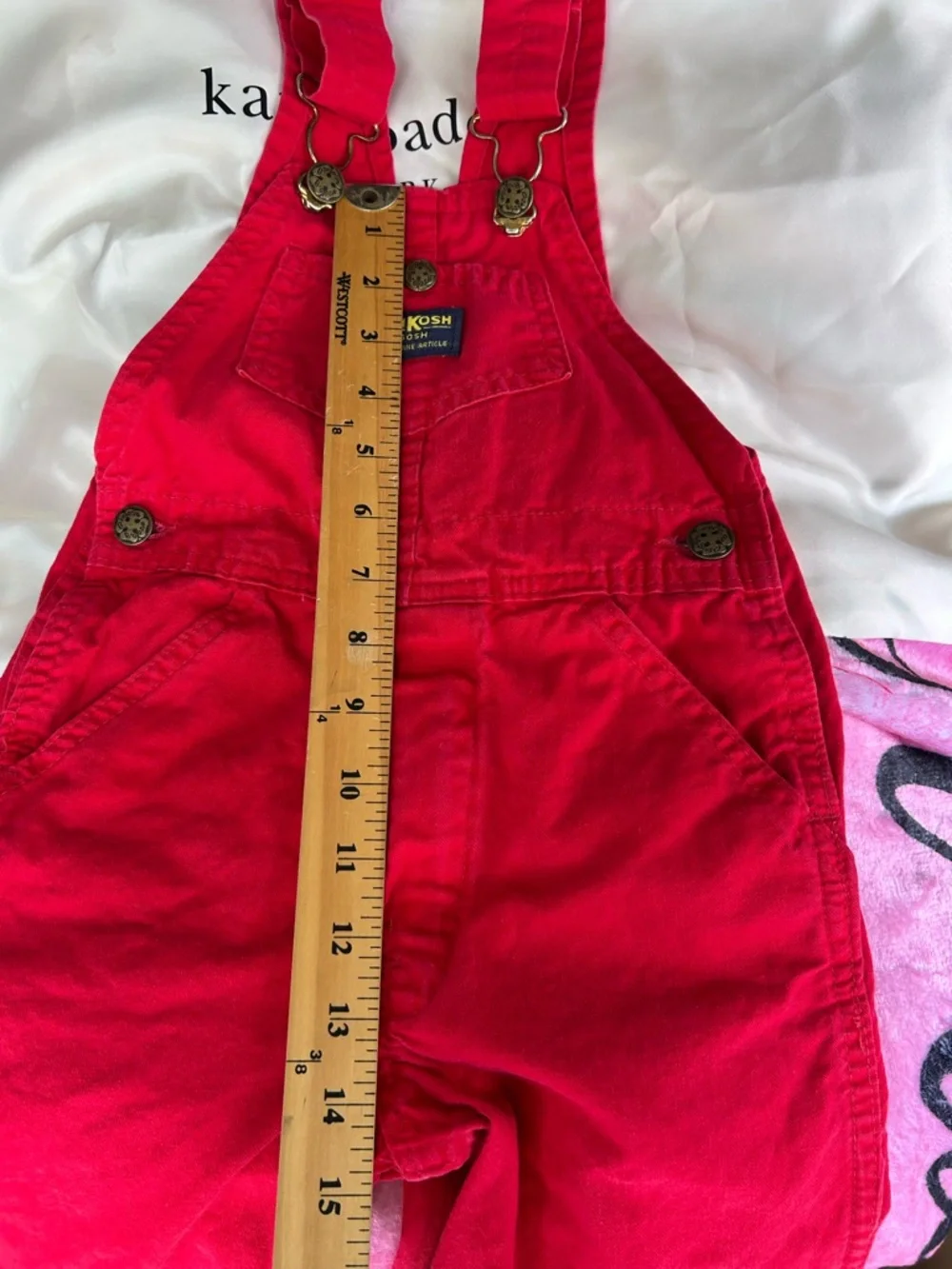 Vintage OshKosh B'gosh Bright Red Canvas  Kids Overalls